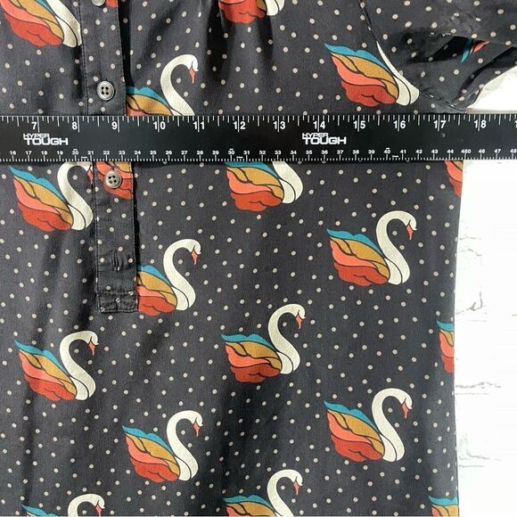 Fossil Silk Shift Dress Swan Polka Dot - Picture 5 of 8